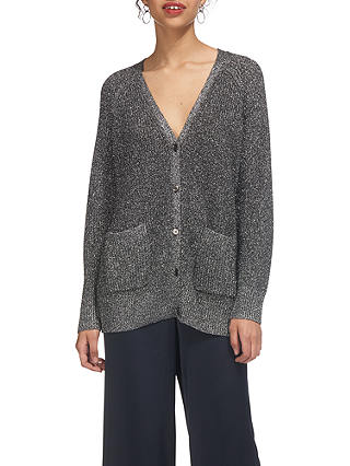 Whistles Sparkle Knit Cardigan, Silver