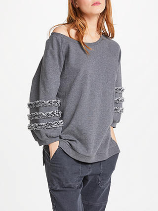 AND/OR Lana Frill Sweat Top, Mid Grey Marl
