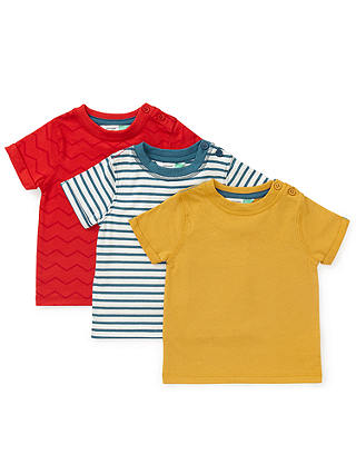 John Lewis & Partners Baby Stripe and Chevron T-Shirt, Pack of 3, Multi