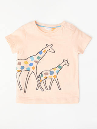 John Lewis & Partners Baby GOTS Organic Cotton Giraffe T-Shirt, Pink