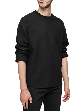 Reiss Lonesome Ribbed Crew Neck Jumper, Black