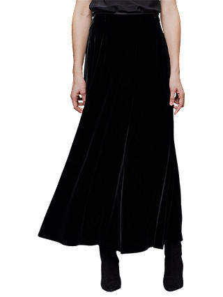 East Silk Blend Velvet Skirt, Black