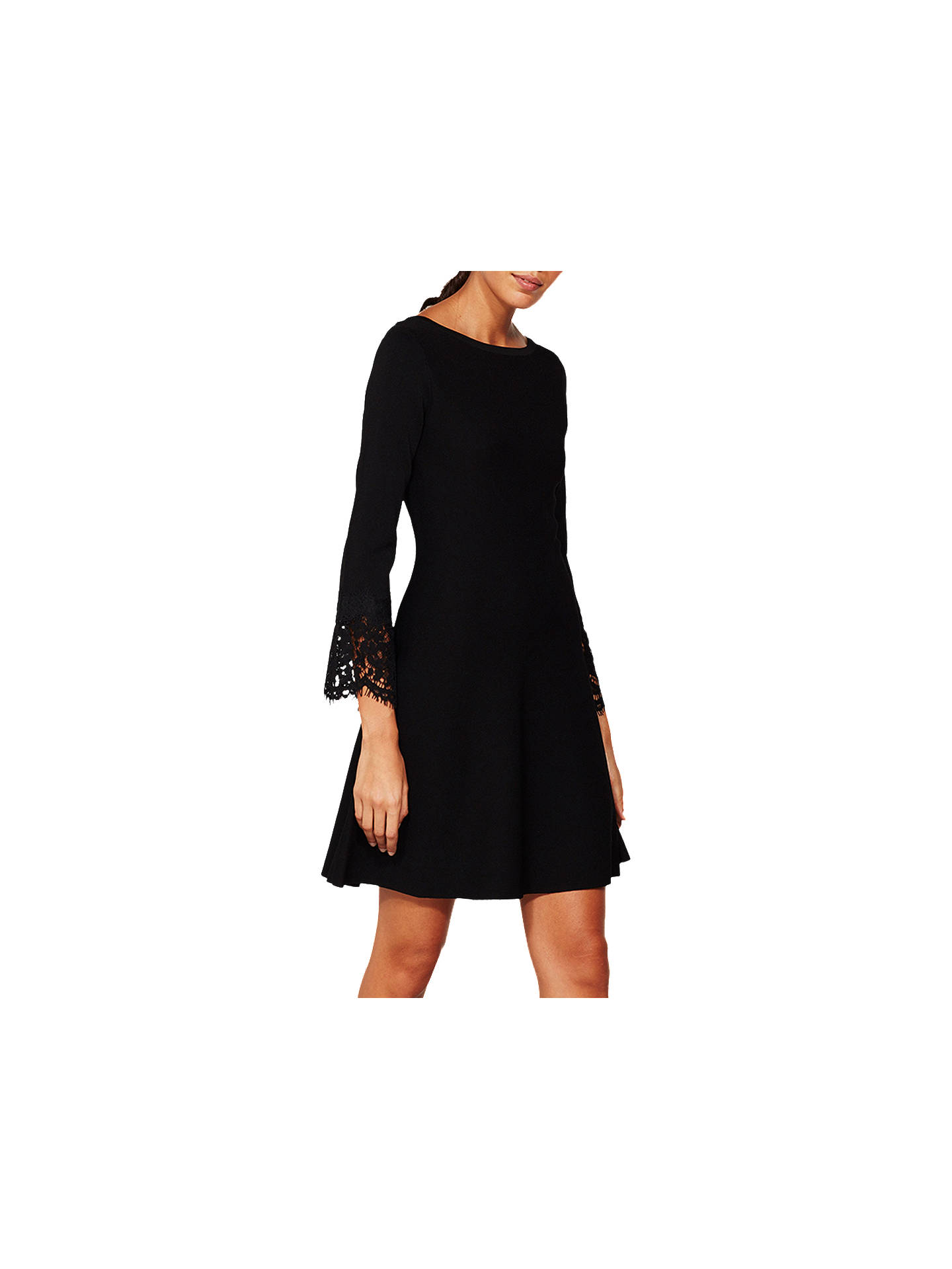 Mint Velvet Lace Cuff Knitted Dress, Black at John Lewis & Partners