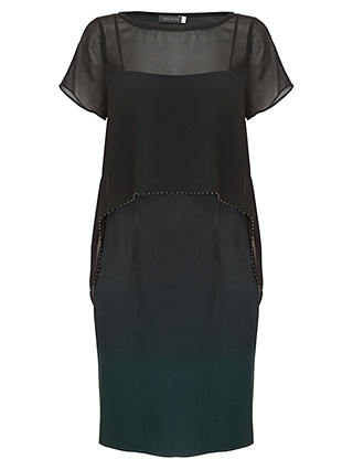 Mint Velvet Ombre Cape Dress, Black/Teal