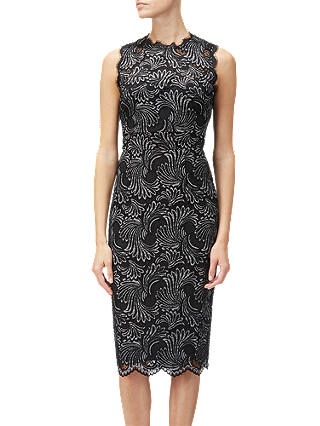Adrianna Papell Lace Two Tone Sheath Dress, Black/Silver