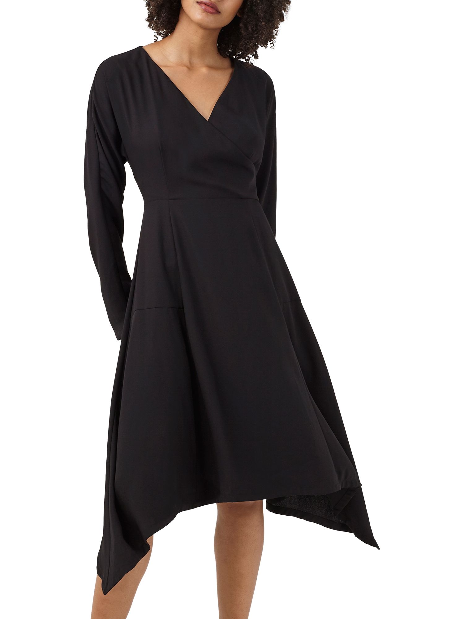 Finery Gordon Wrap Crepe Dress, Black at John Lewis & Partners