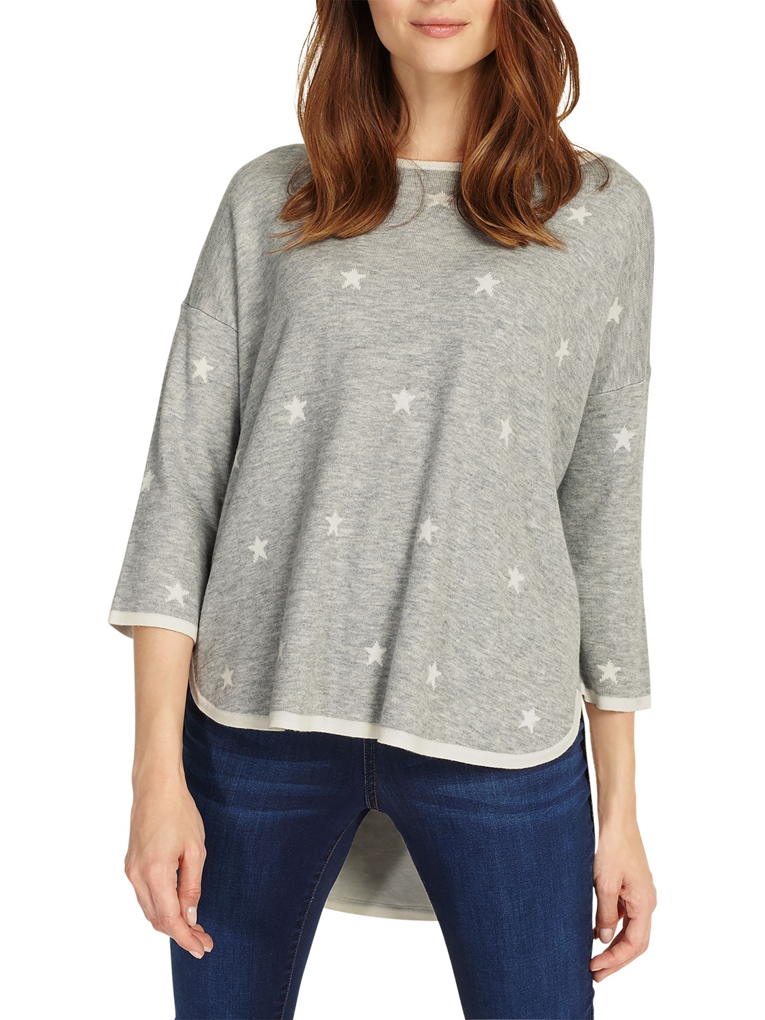 Phase Eight Star Jacquard Megg Knit Jumper, Grey Marl at John Lewis ...