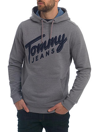 Tommy Jeans Logo Long Sleeve Hoodie, Light Heather Grey
