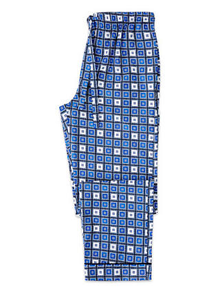 Otis Batterbee Square Cravat Cotton Pyjama Bottoms, Blue