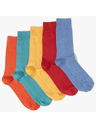 John Lewis & Partners Cotton Rich Socks, Pack of 5, Brights
