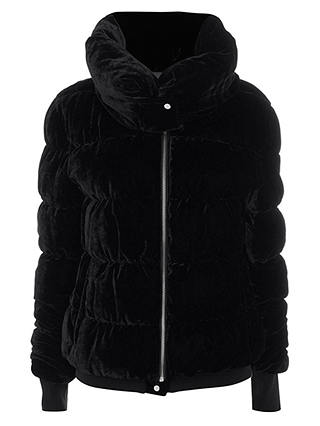 Karen Millen Velvet Padded Jacket, Black
