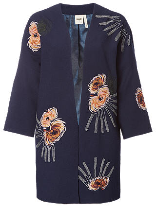 White Stuff Isabella Embroidered Coat, Navy