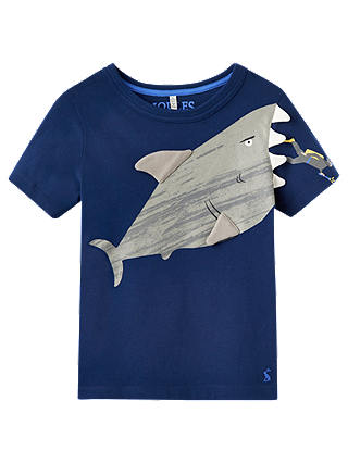 Little Joule Boys' Archie Shark Diver T-Shirt, Navy