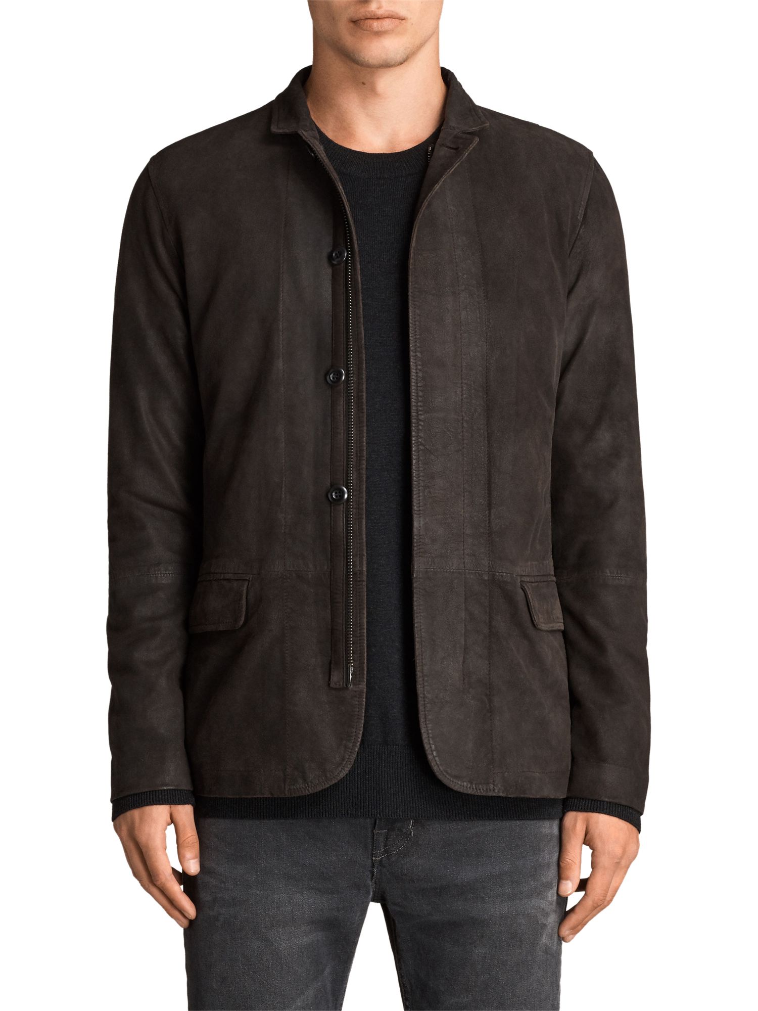 AllSaints Balmorro Leather Jacket, Anthracite Grey