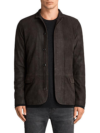 AllSaints Balmorro Leather Jacket, Anthracite Grey