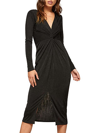 Miss Selfridge Long Sleeve Twisted Pencil Dress, Black