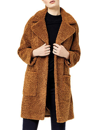 Warehouse Teddy Faux Fur Coat, Tan