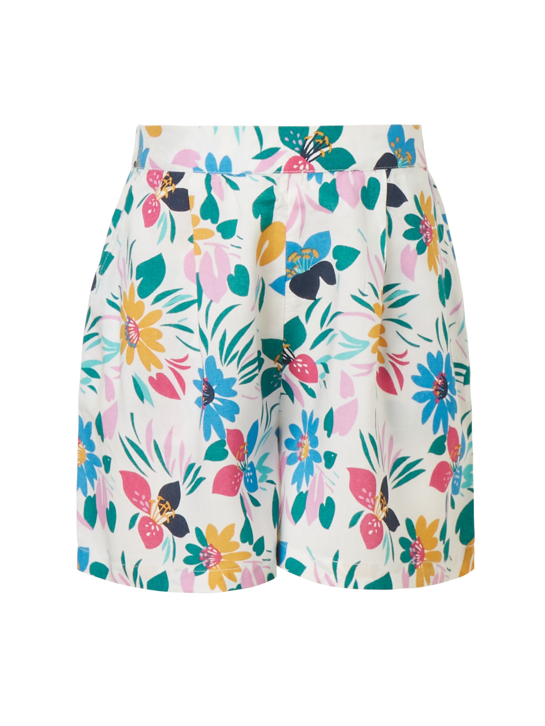 John Lewis & Partners Girls' Tropical Print Flippy Shorts, Gardenia
