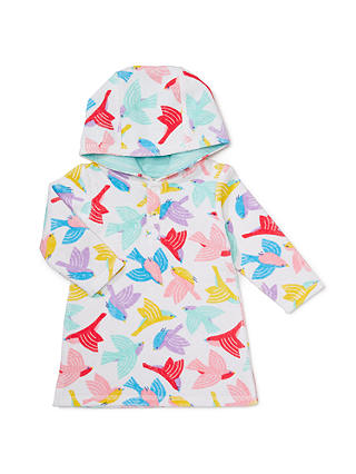 John Lewis & Partners Baby Bird Print Towel Poncho, Multi