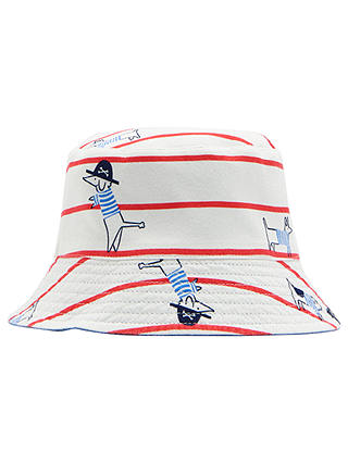 Baby Joule Sea Dog Reversible Sun Hat, White/Red