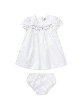John Lewis & Partners Heirloom Collection Woven Smock Dress and Knickers Set, White