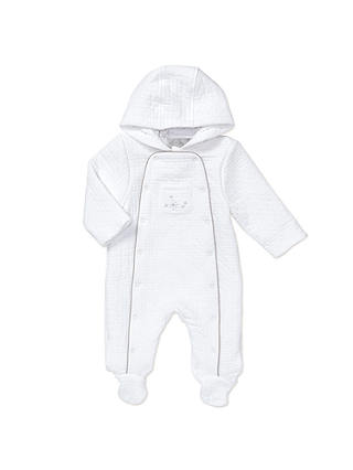 John Lewis & Partners Heirloom Collection Baby Star Wadded Pramsuit, White