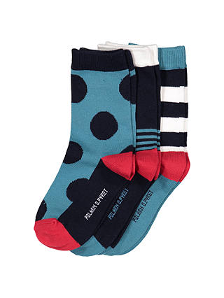 Polarn O. Pyret Children's Stripe & Spot Socks, Pack of 3