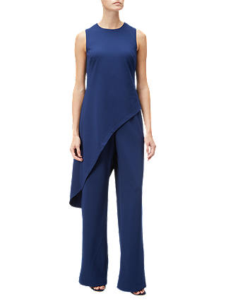 Adrianna Papell Crepe Asymmetrical Jumpsuit, Blue Violet