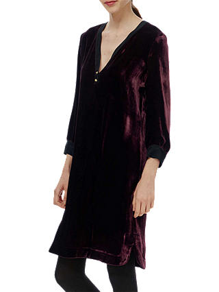 Brora Silk Blend Velvet Tunic Dress, Port