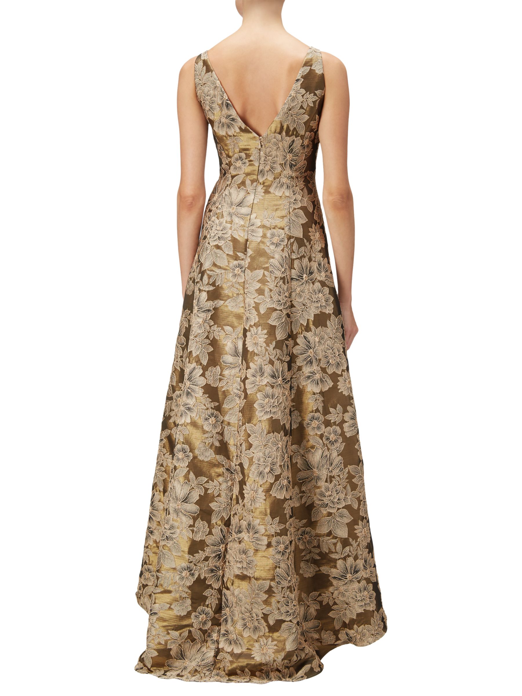 Adrianna Papell High-Low Floral Jacquard Ball Gown, Antique Gold at ...