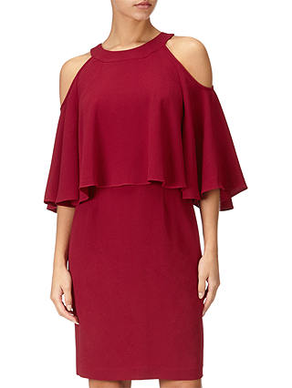Adrianna Papell Textured Crop Cold Shoulder Dress Petite, Cranberry