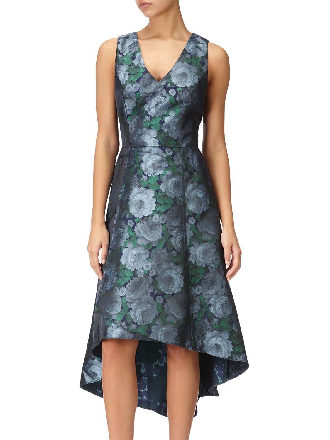 Adrianna Papell High-Low Floral Dress, Blue/Navy