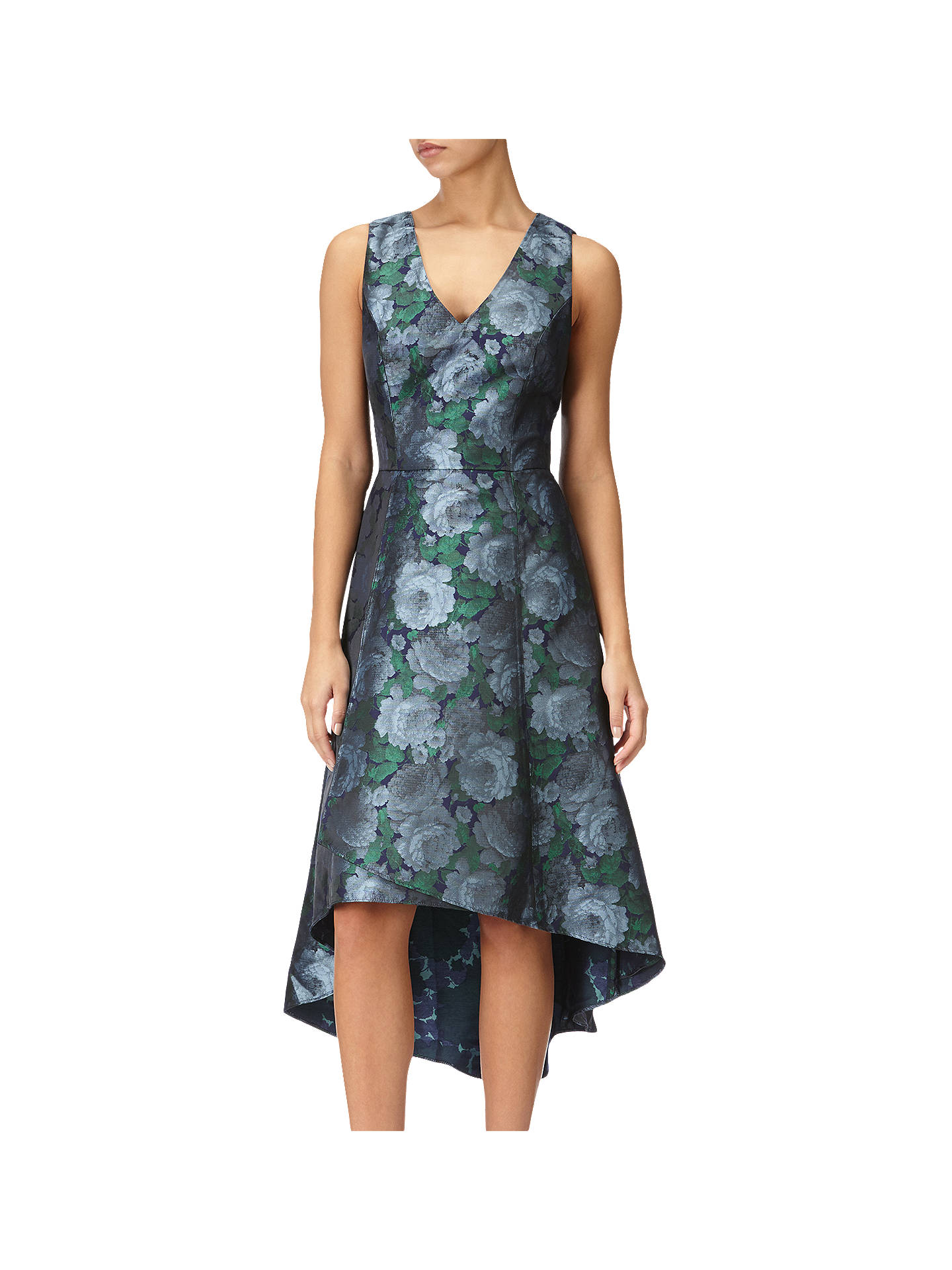 Adrianna Papell High-Low Floral Dress, Blue/Navy at John Lewis & Partners