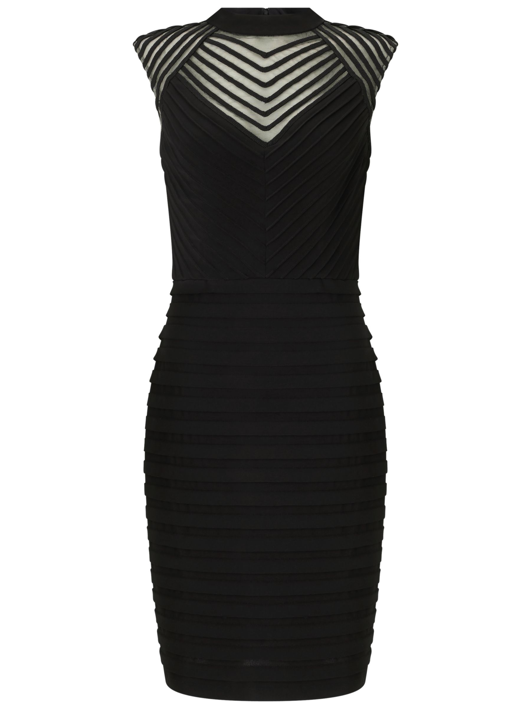 Adrianna Papell Banded And Soutache Sheath Dress, Black at John Lewis ...