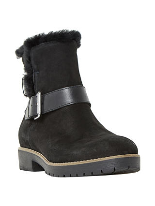 Dune Persia Buckle Ankle Boots, Black Nubuck