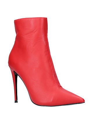 KG by Kurt Geiger Ride Stiletto Heeled Ankle Boots, Red Leather