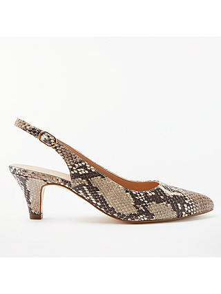 John Lewis & Partners Grace Kitten Heel Court Shoes, Snake Leather