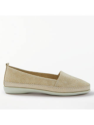 John Lewis Designed for Comfort Wren Slip On Loafers, Gold Leather