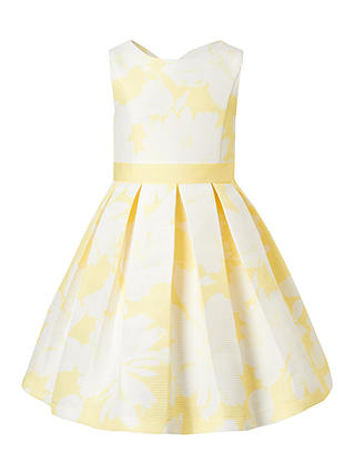 John Lewis Heirloom Collection Girls' Textured Print Dress, Yellow