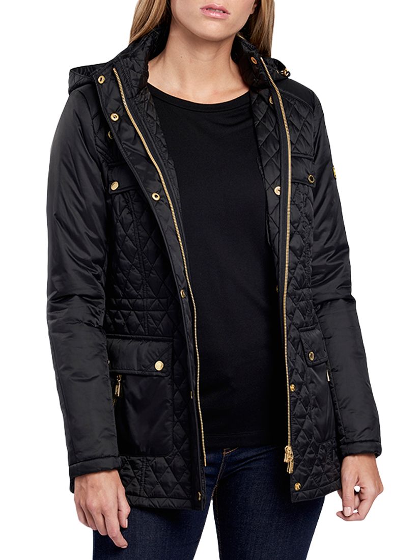 barbour international penhal quilted hooded jacket black