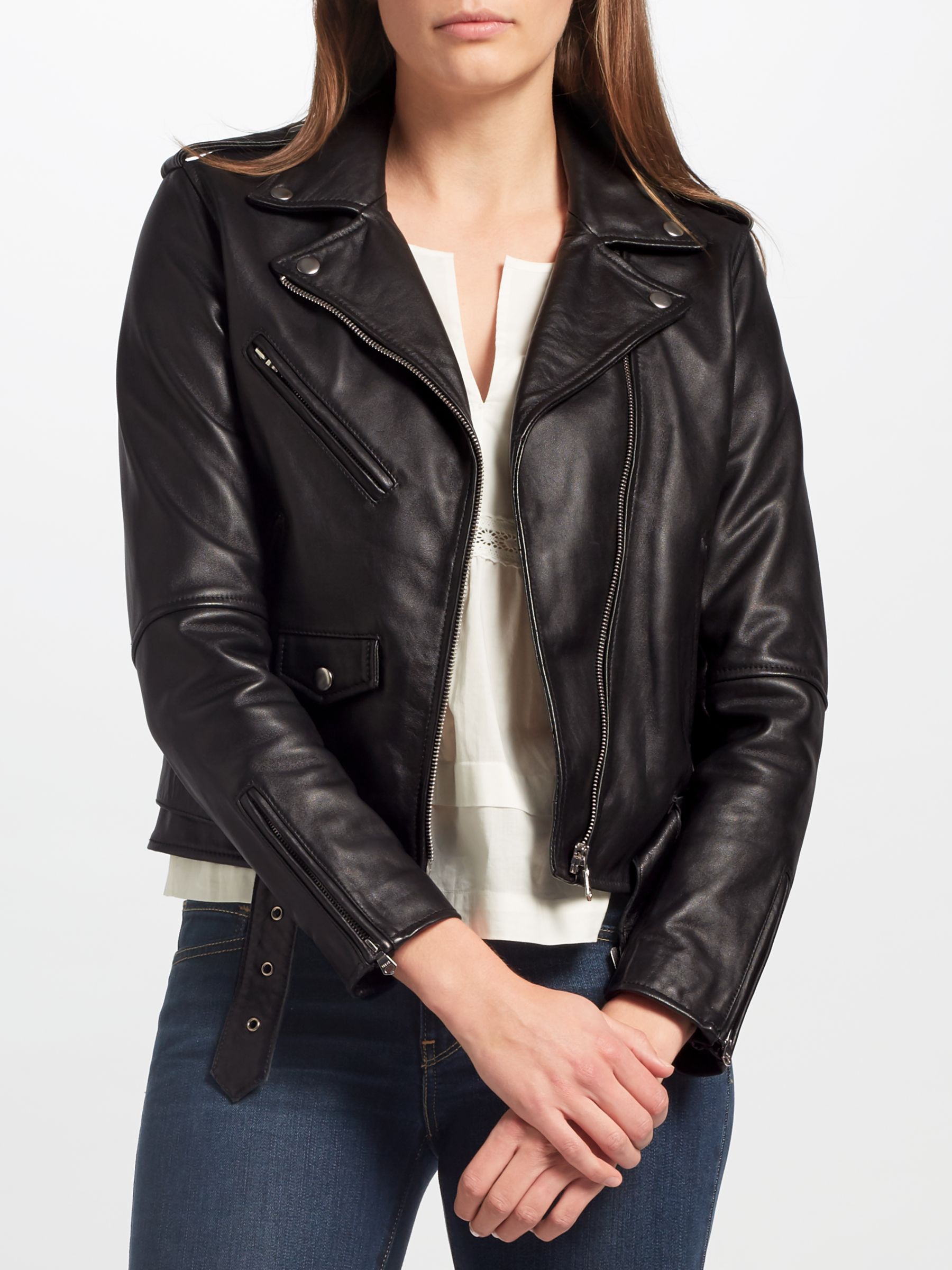 levi's black leather jacket womens