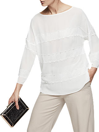 Reiss Nellie Lace Panel Long Sleeve Top