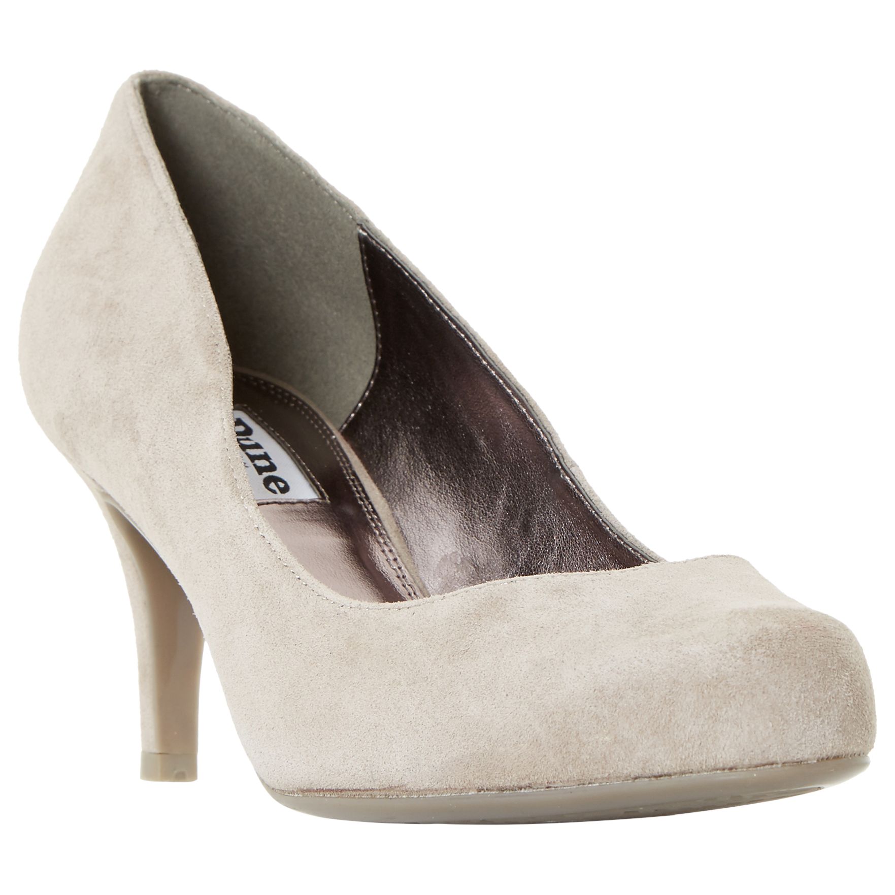 Dune Amelia Stiletto Heeled Court Shoes, Taupe Suede, 6