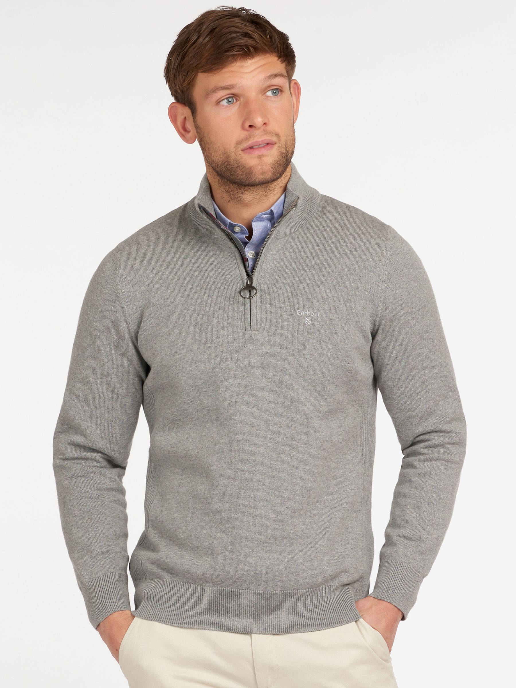 barbour cotton half zip sweater