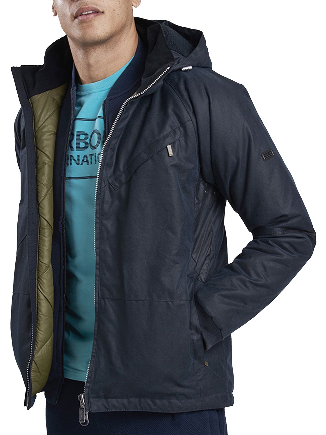 barbour waxed hooded jacket men's