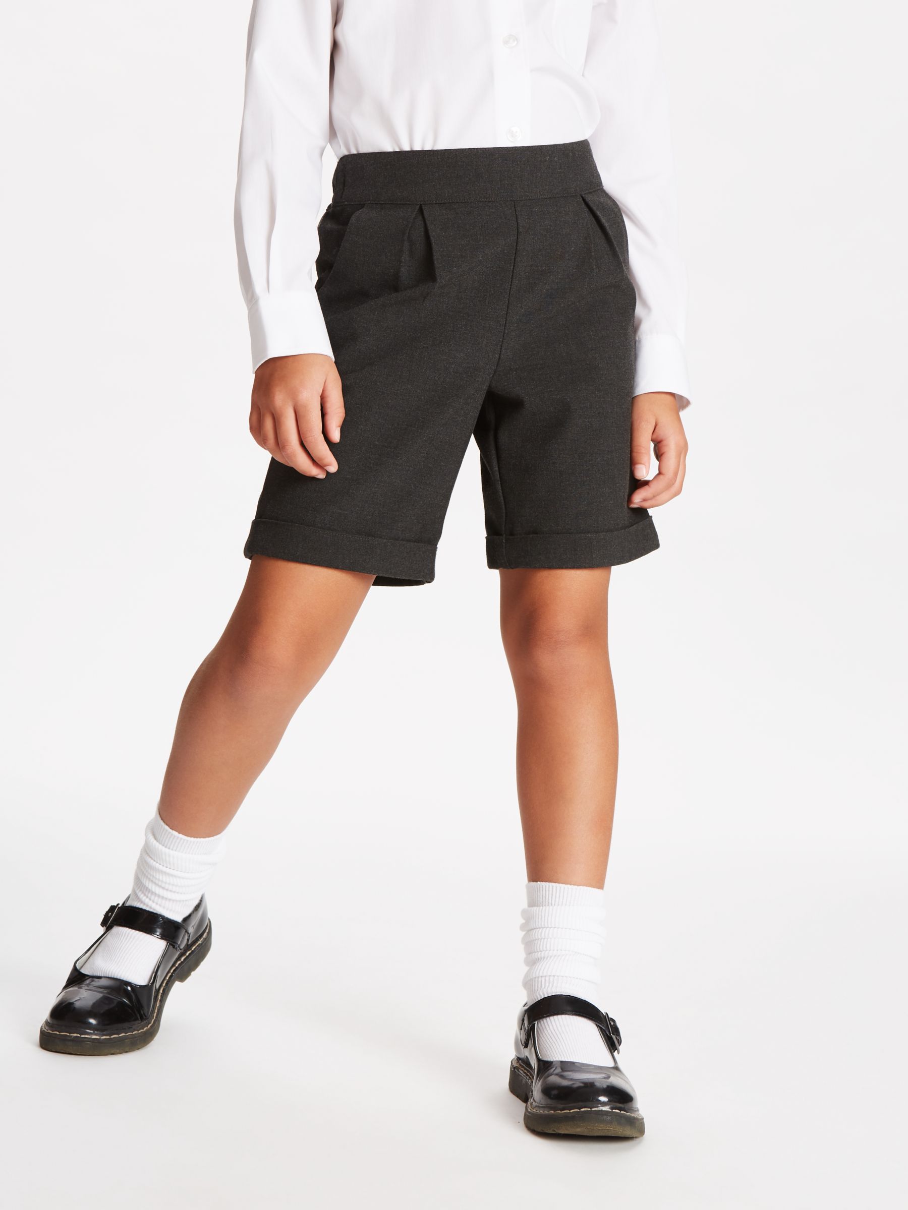 John Lewis Girls' Adjustable City School Shorts, Grey, 8 years