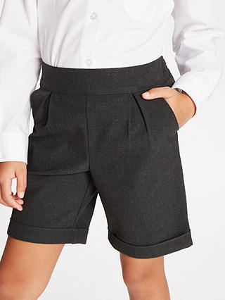 John Lewis Girls' Adjustable City School Shorts, Grey