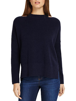 Phase Eight Cammi Cut Neck Chunky Knit Jumper, Navy