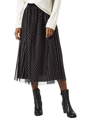 Jigsaw Tulle Midi Skirt, Black