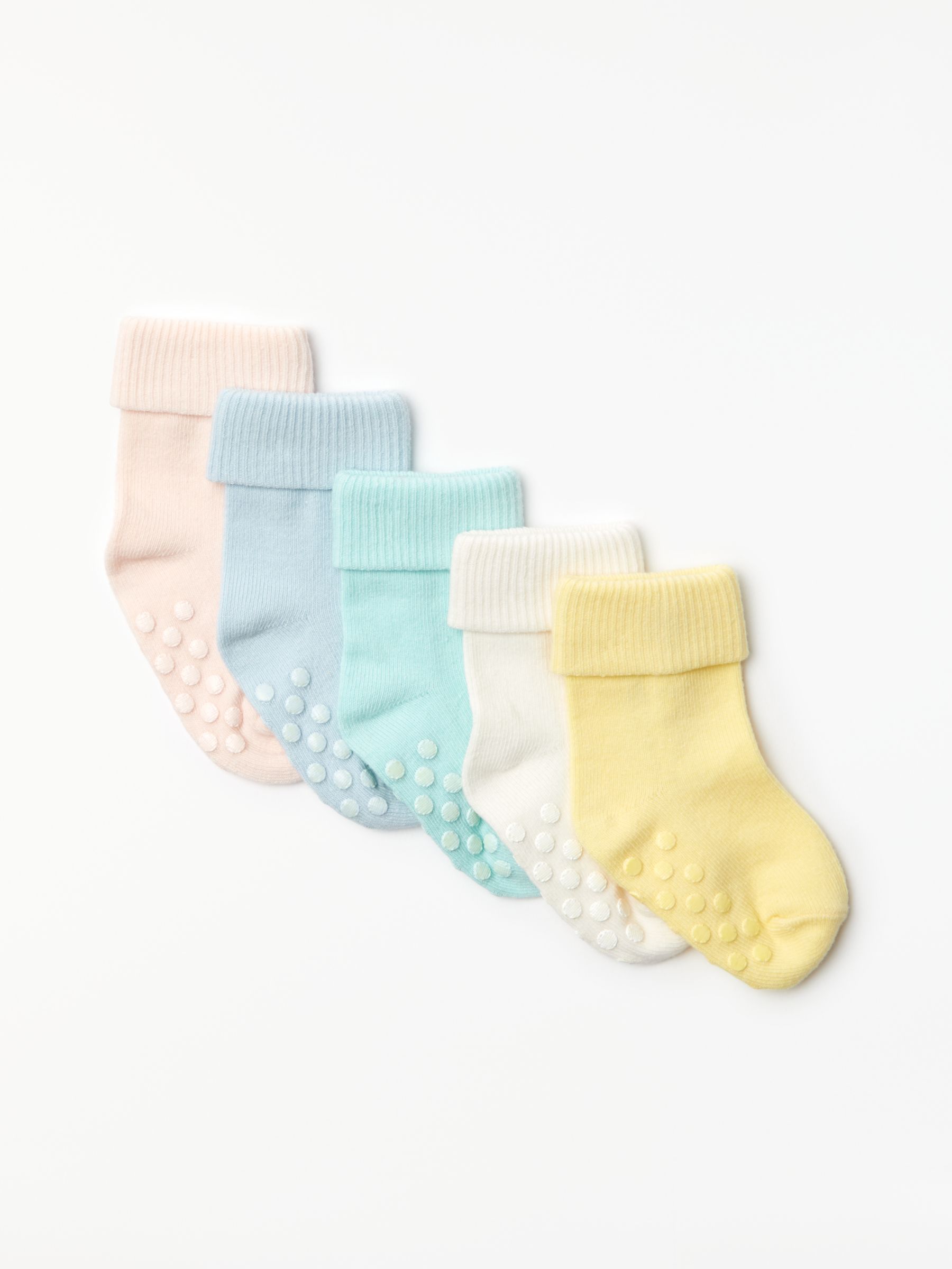 John Lewis & Partners Baby Cotton Rich Roll Top Socks, Pack of 3, Multi